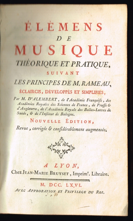 ELMENS DE MUSIQUE THORIQUE AT PRATIQUE, Suivant Les Principes de M. Rameau